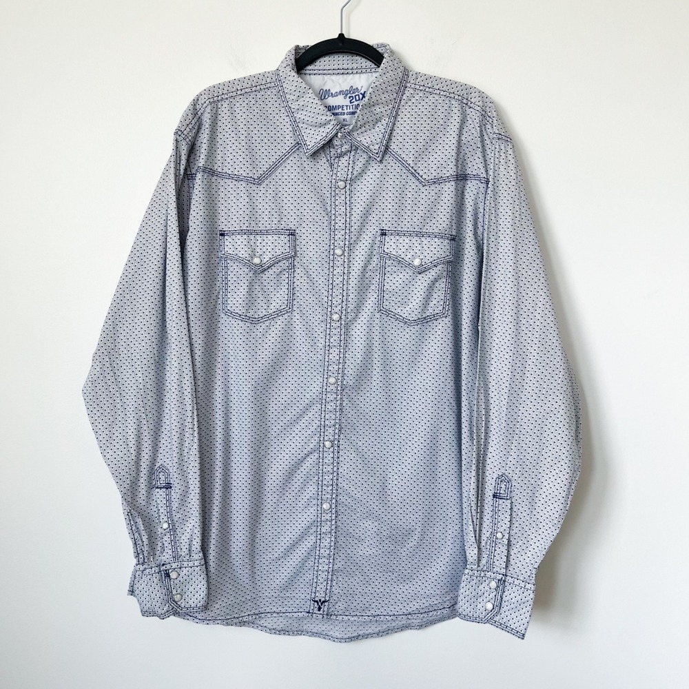 Wrangler 20X Competition Advanced Comfort Pearl Snap Geometric Dot Print Mens XL